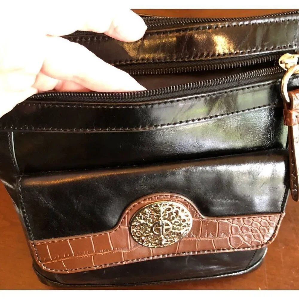 GIANI BERNINI - Florentine Glazed Leather Crossbody/Croco Faux Leather Trim EUC - Picture 14 of 16